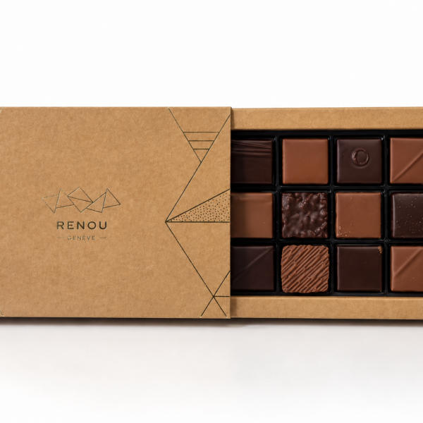 Coffret Assortiment Bonbons de Chocolat NOIR ET LAIT - 12 pièces